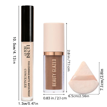 3pcs/Set Concealer + Contour Powder + Blending Puff
