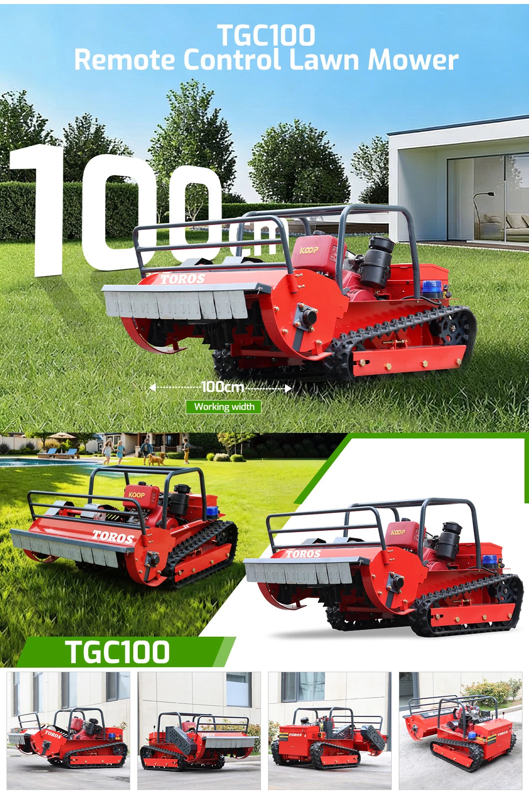 Customized Big Power Diesel Engine Small Robot Grass Cutter Cutting Width 80cm 100cm 120cm Remote Control Crawler Lawn Mower