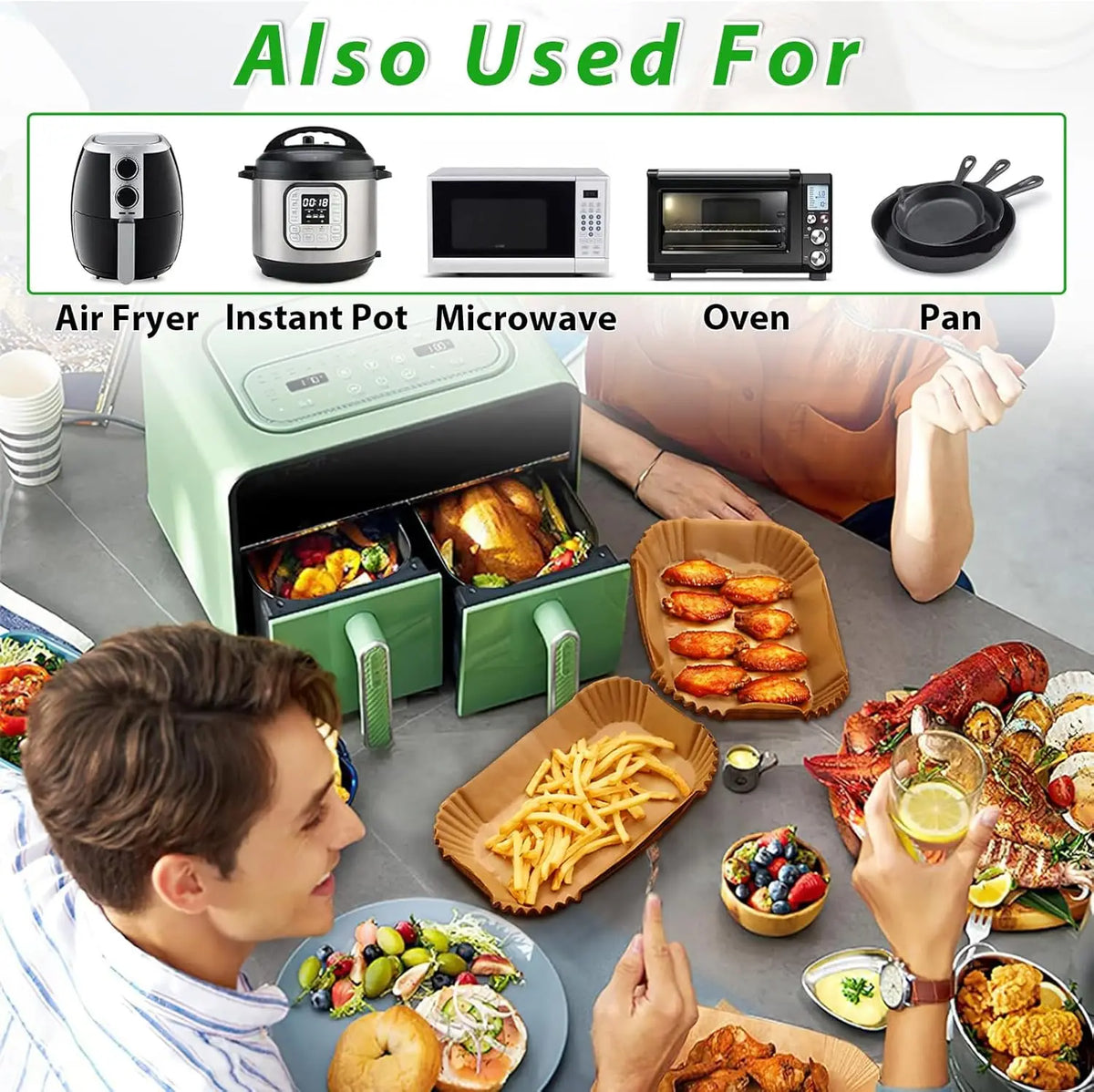 200 Pieces Non-Stick Baking Paper Sheets for Ninja Air Fryer & Foodi Dual