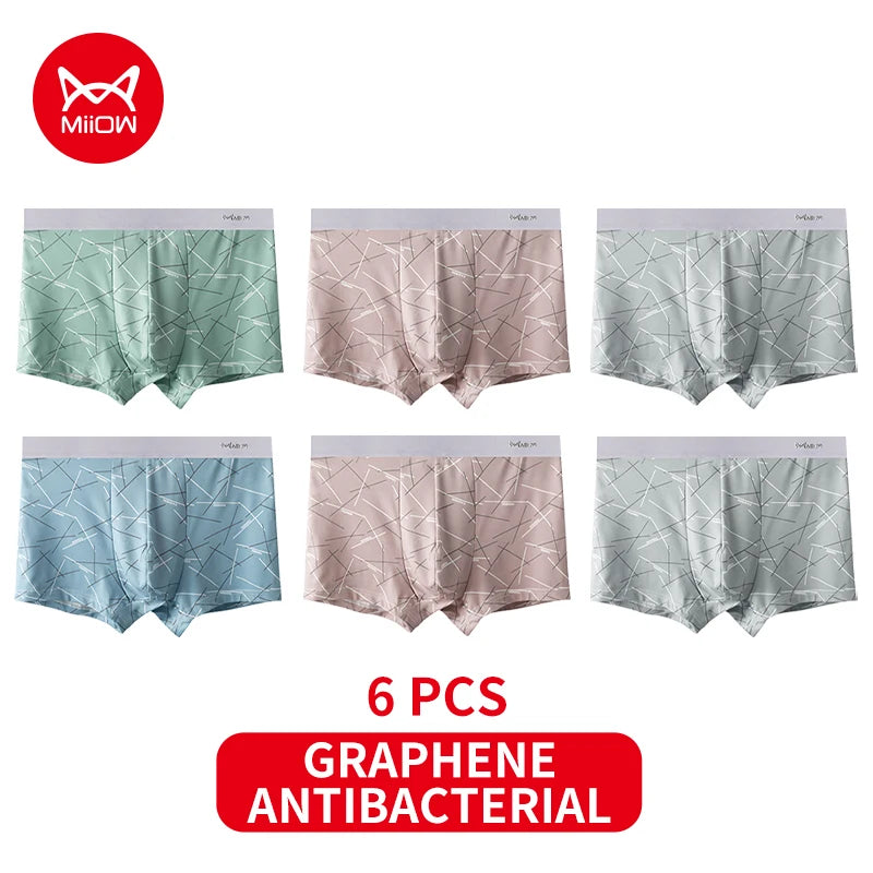 MiiOW 6Pcs Graphene Antibacterial Men's Underwear Boxershorts - ShopHub