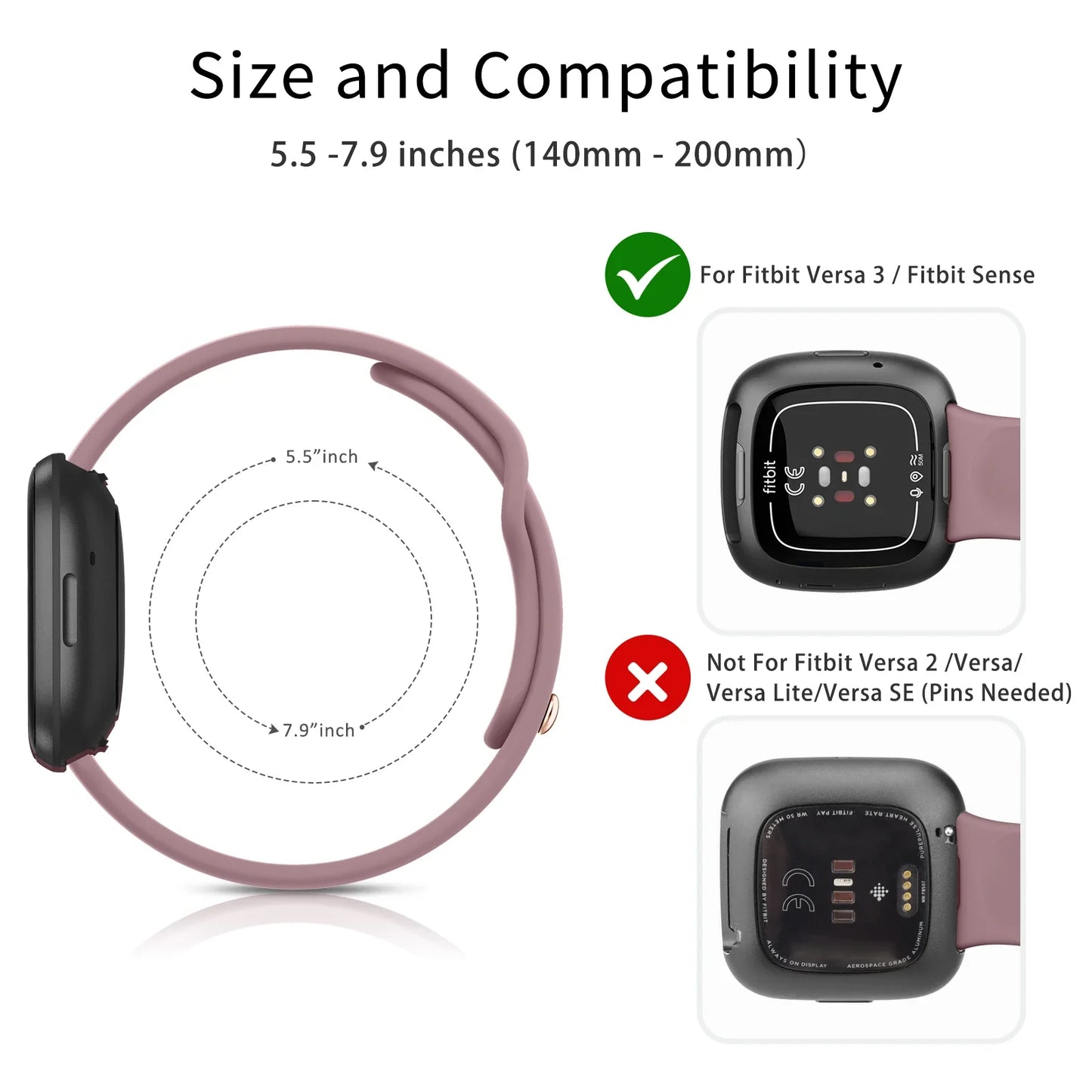 Silicone Watch Band for Fitbit Versa 2 (available in 17 colours) Habicare