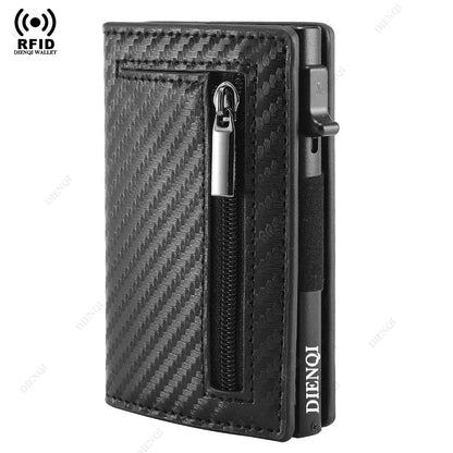Anti-theft Credit Card Holder Men Wallets Rfid Blocking Aluminum Leather Pop Up Minimalist Wallet Cardholder Wallets for Men