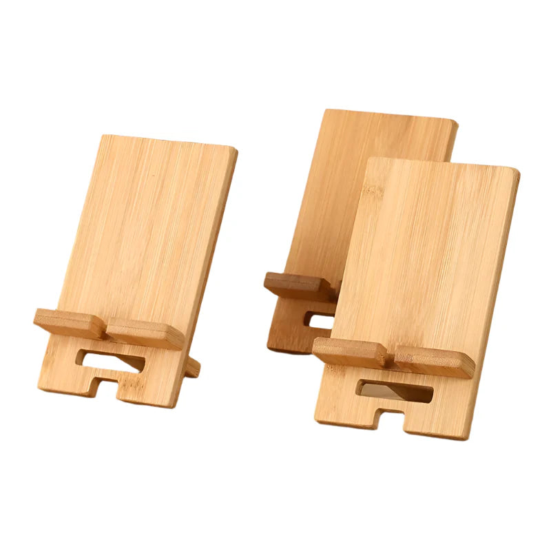 Habicare 9eight5 bamboo phone stand with adjustable tilt, lightweight and eco-friendly, ideal for hands-free viewing and support.