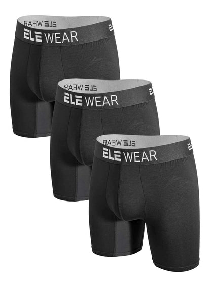 3pcs Bamboo Men's Sports Underwear Long Boxer Briefs, Moisture-Wicking Athletic Gear