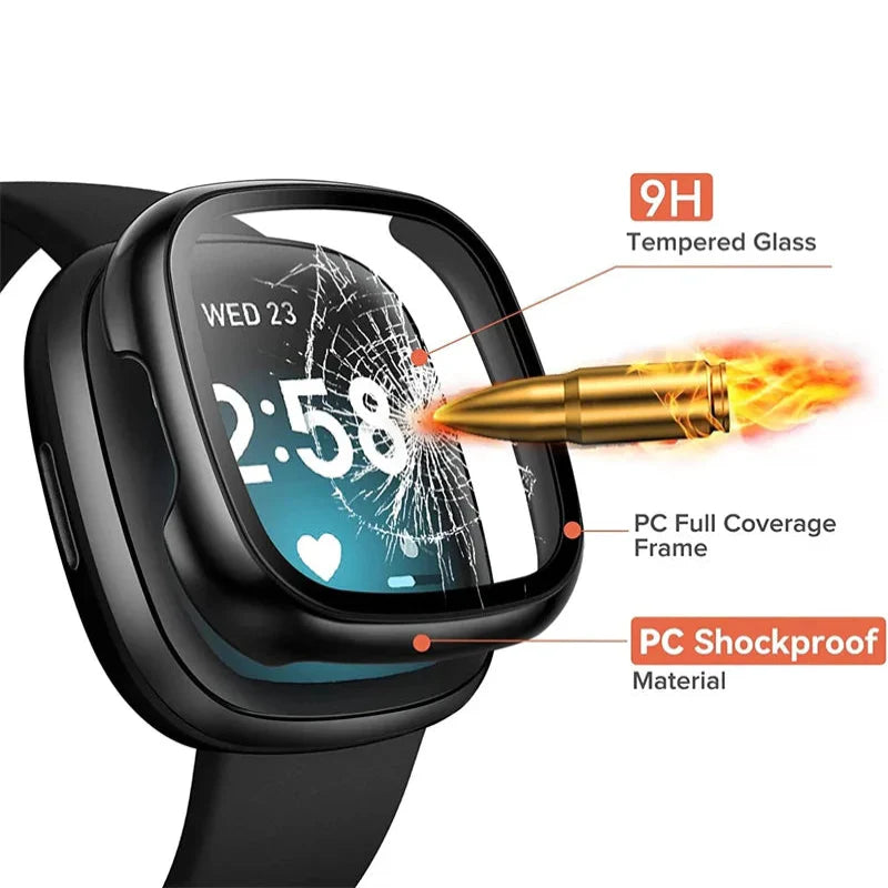 Tempered Glass Case Cover for the Fitbit Versa 3 Habicare