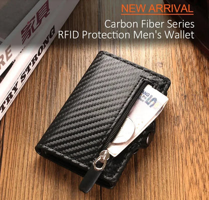 Carbon Fiber Rfid Credit Card Holder Men Wallets Storage Money Bag Hand Purse Small Mini Slim Wallets Carteira Masculina