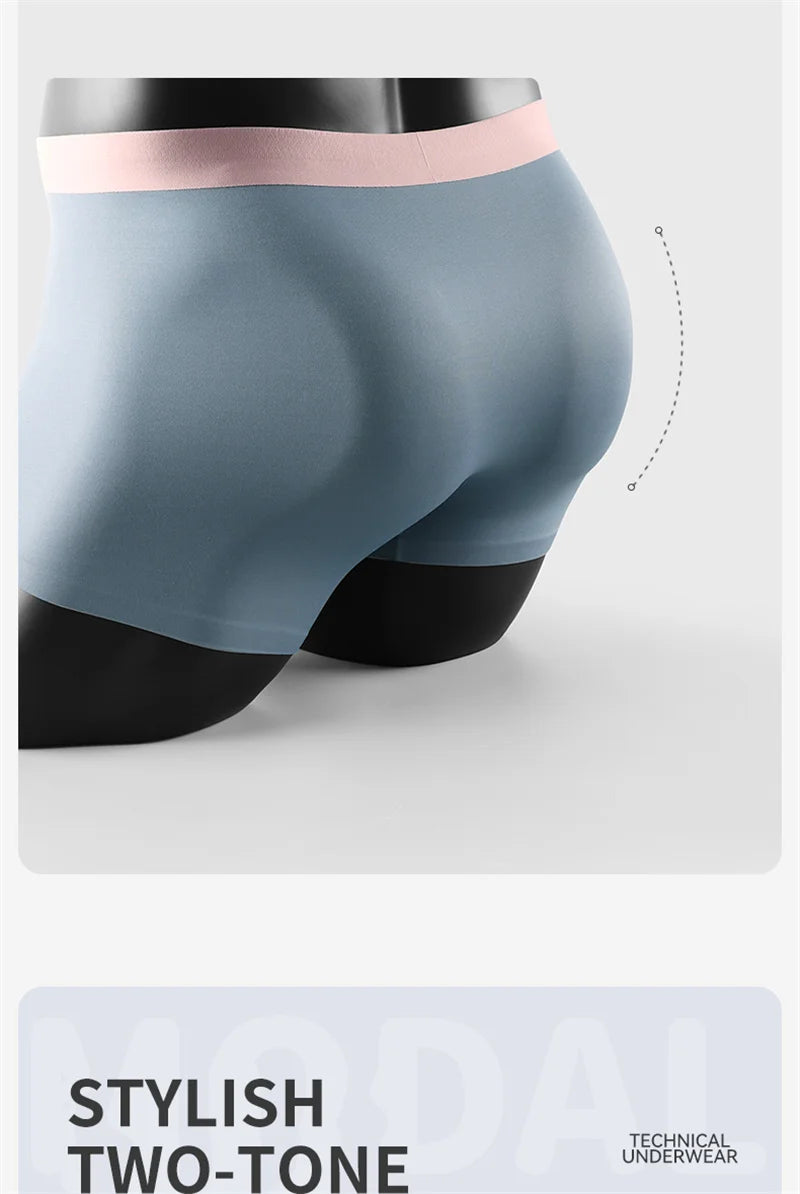MiiOW Breathable Nylon Men's Underwear - 3Pcs Seamless Antibacterial Boxer Briefs - ShopHub