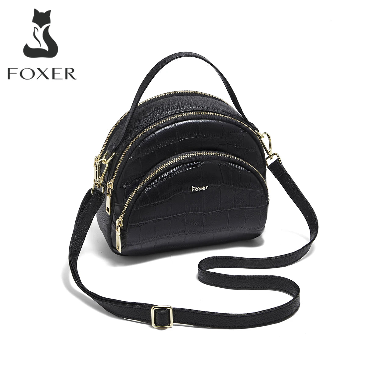 FOXER Brand Genuine Leather Top-handle Bag Women's Shoulder Bag 2026 New Chic Female Shell Bag Luxury Brand Crossbody Purse