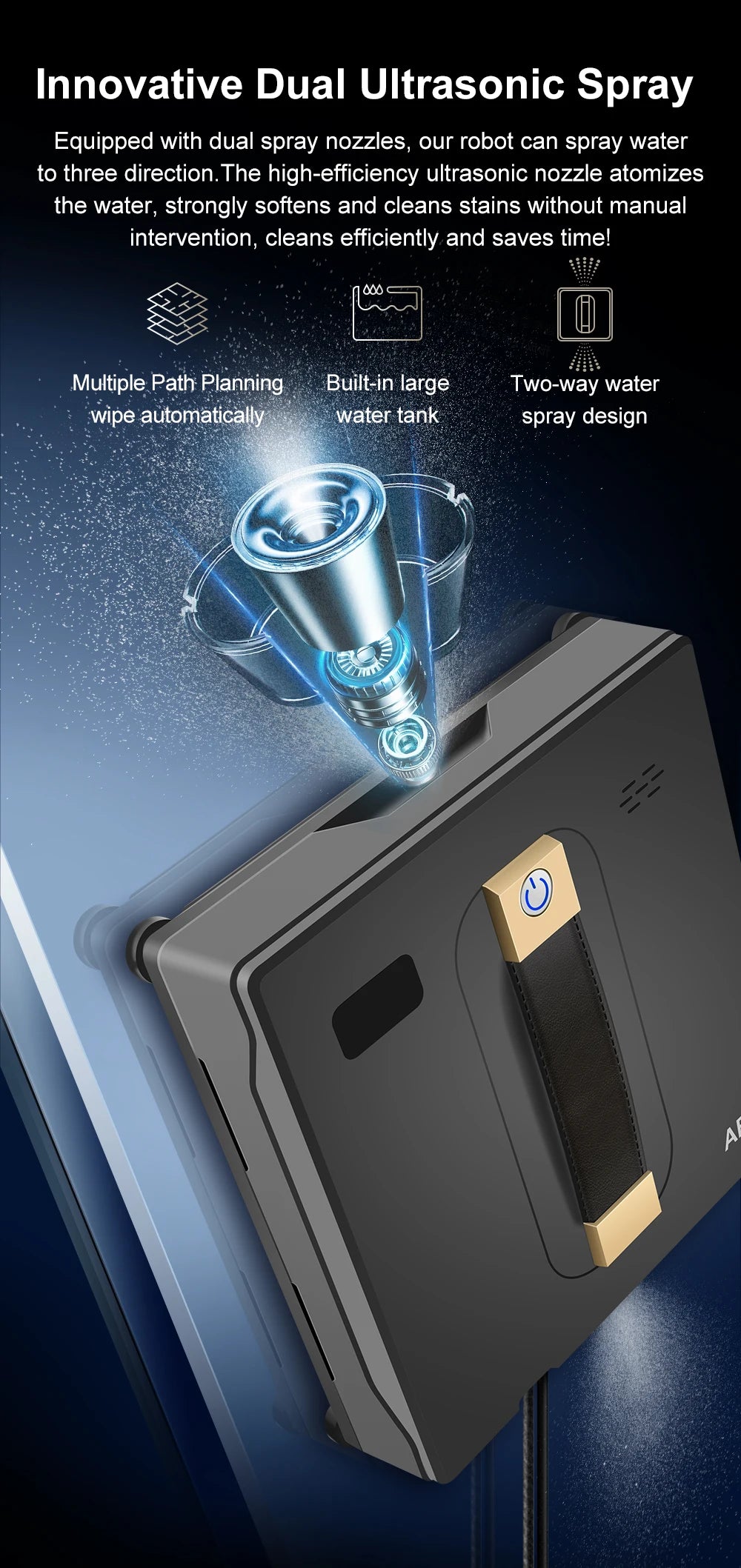 ABIR WD8 Robot Window Cleaner from ShopHub NZ, showing its sleek design and cleaning pads for automated window washing.