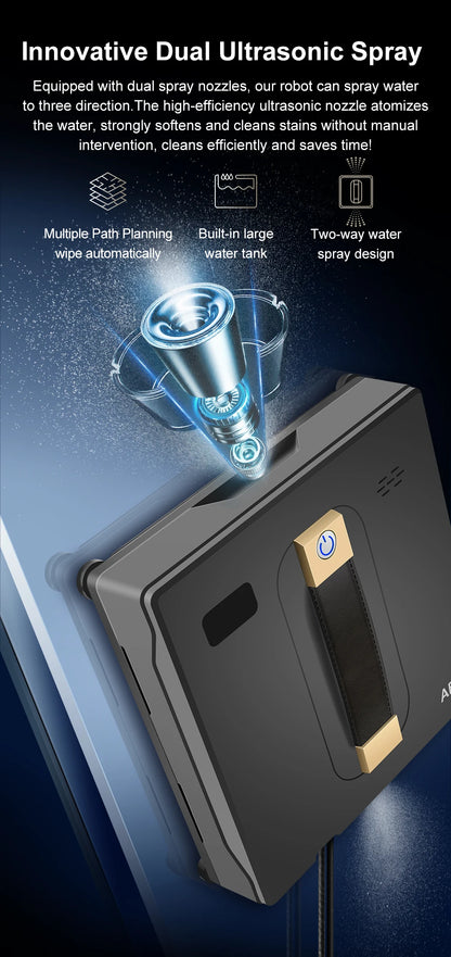ABIR WD8 Robot Window Cleaner from ShopHub NZ, showing its sleek design and cleaning pads for automated window washing.