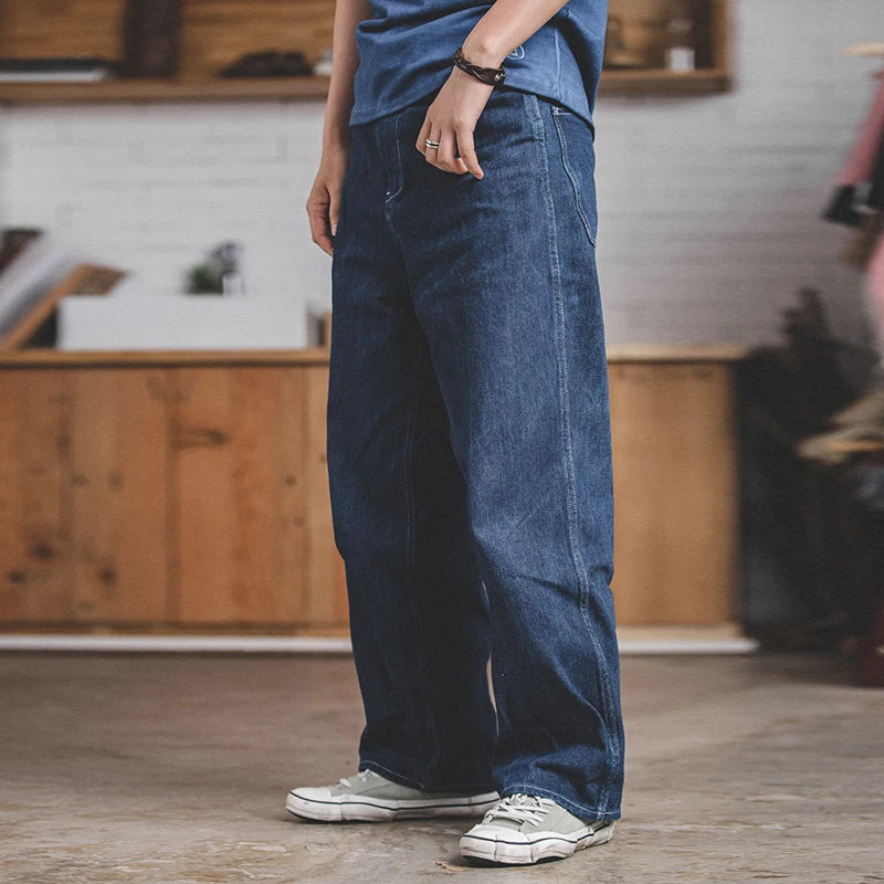 Maden Work Attire Retro Wide-leg Denim Jeans