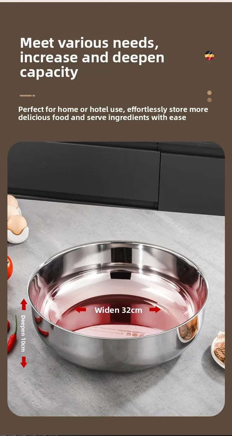 Large Stainless Steel Mixing Bowls - Rust Resistant Kitchen Utensils for Dough, Pasta, Vegetables, and Soups - ShopHub