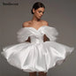 Smileven A Line Soft Satin Off The Shoulder Short Wedding Dress