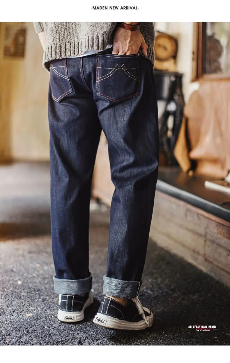 Maden Men's Vintage Selvedge Raw Denim Jeans
