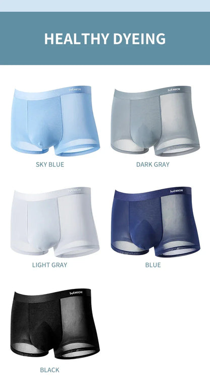 MiiOW Ice Silk Men's Underwear - 3Pcs Graphene Antibacterial Breathable Boxer Briefs - ShopHub