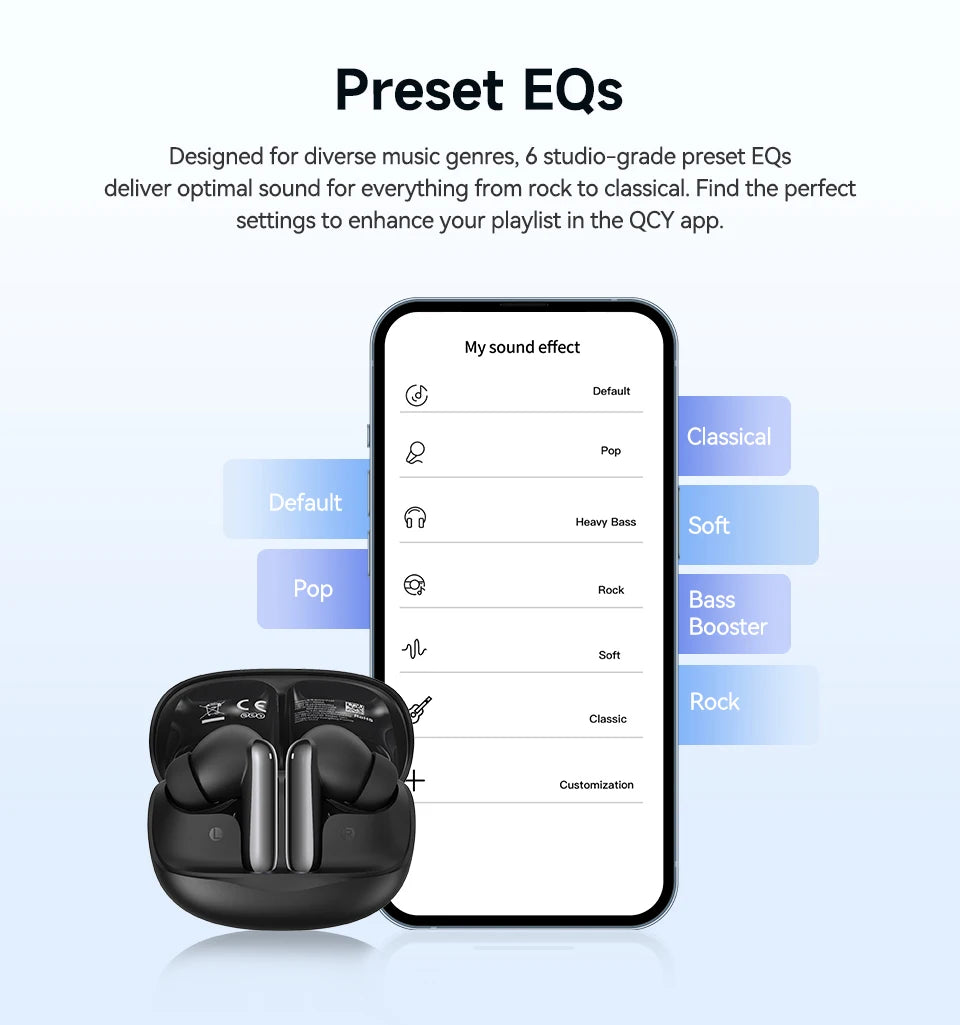 QCY Melobuds N50 ANC Earphones with 6 Mics, AI Call Noise Cancellation, Bluetooth 5.4, and Dual Connection - ShopHub
