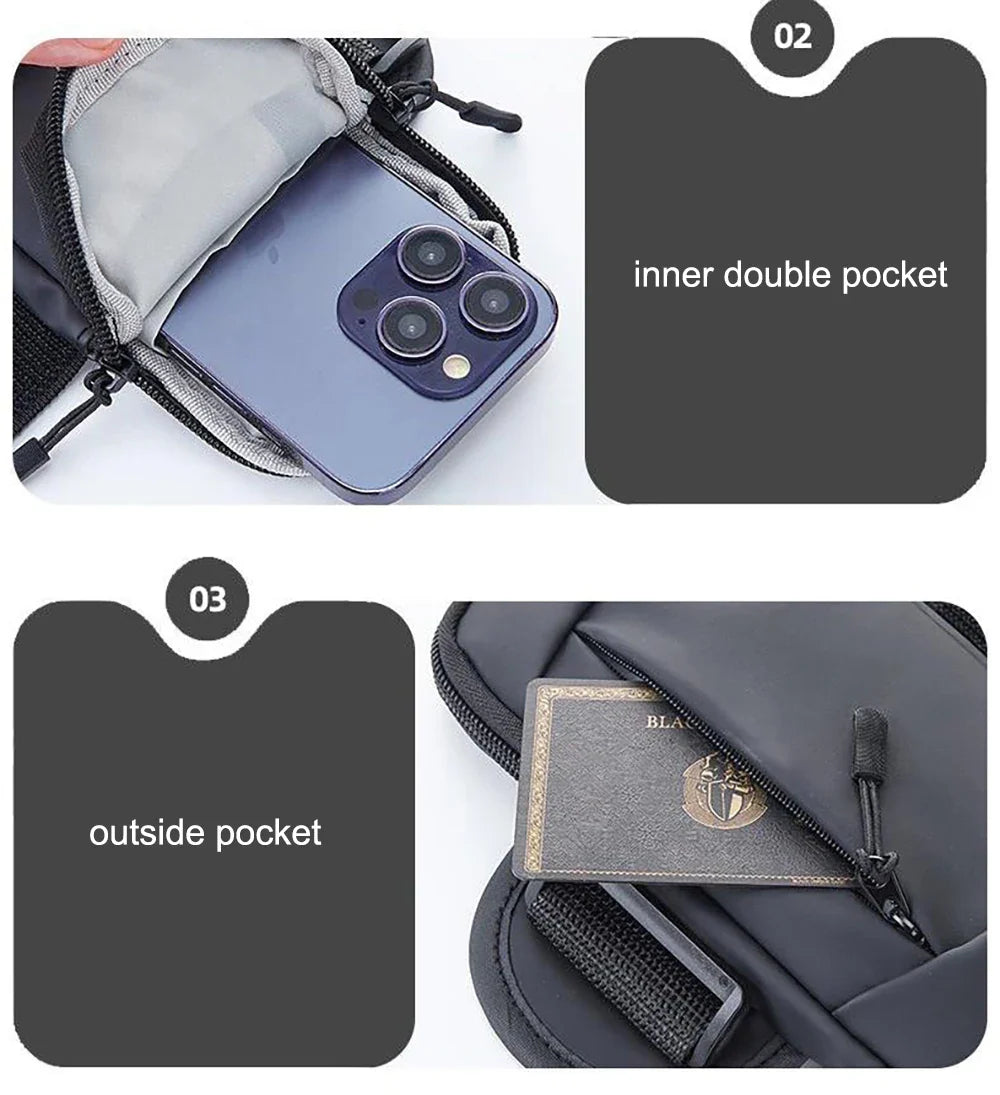 Waterproof Running Armband Phone Holder – 2 Pocket Sports Wrist Wallet for Gym & Outdoor Exercise (Fits up to 6.8” phone) ECOTREK