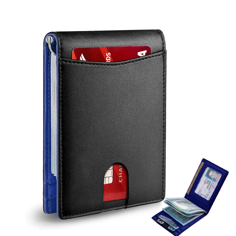 Rfid Leather Men Wallets Money Bag Slim Thin Card Holder Wallet Carbon Fiber Male Small Short Purse Black Billfold Walet Gifts