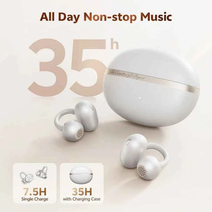 QCY Crossky C50 Clip On Earbuds Open Ear Wireless Bluetooth 6.0 Headphones 4 Mic 35H Playtime Ear Cuff Earphones for Fitness