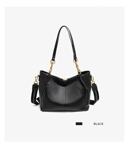 FOXER Genuine Leather Women's Elegant Shoulder Bag Simple Casual Tote Bag Large Capacity Multi-use Crossbody Handbag for Daily