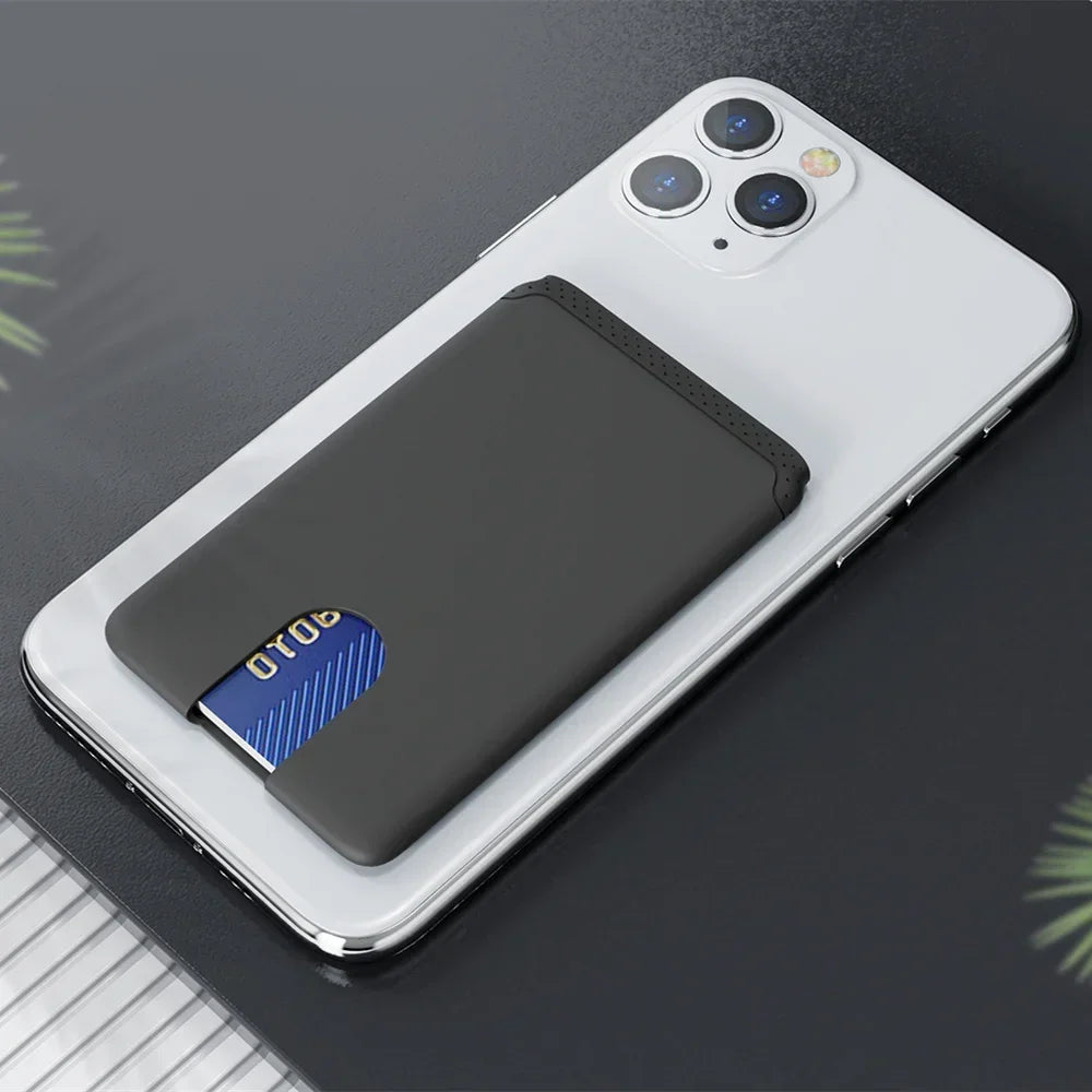 Minimalist Card Holder Sticky Phone Wallet Slim Bank Credit Cardholder Phone Card Case Silicone Compatible for Iphone Android
