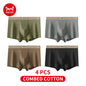 MiiOW 4Pcs Cotton Men's Underwear Soft Antibacterial U-shaped Crotch Breathable Boxer Briefs - ShopHub