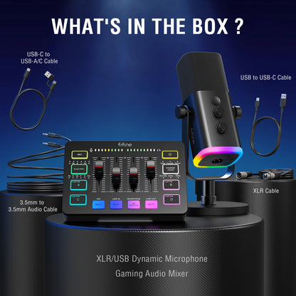 FIFINE All-in-One Podcast Kit with RGB Audio Mixer: Elevate Your Streaming Experience