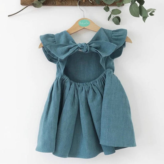 Kids Tales Summer Belle Cotton-Linen A-Line Girls' Dress