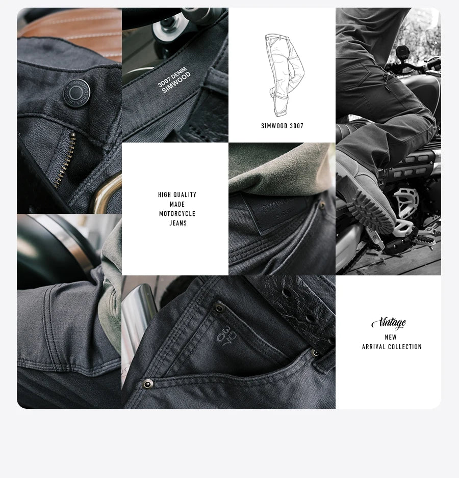 SIMWOOD 10oz Draping Motorcycle Riding Jeans