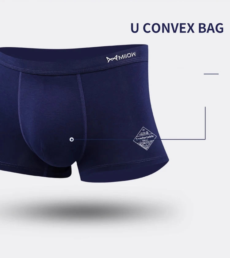 MiiOW Men's Antibacterial Boxer Briefs - 3Pcs Cotton Underwear with Graphene Technology - ShopHub