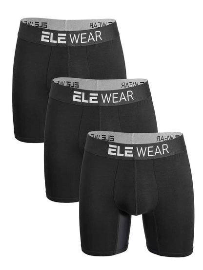3pcs Bamboo Men's Sports Underwear Long Boxer Briefs, Moisture-Wicking Athletic Gear