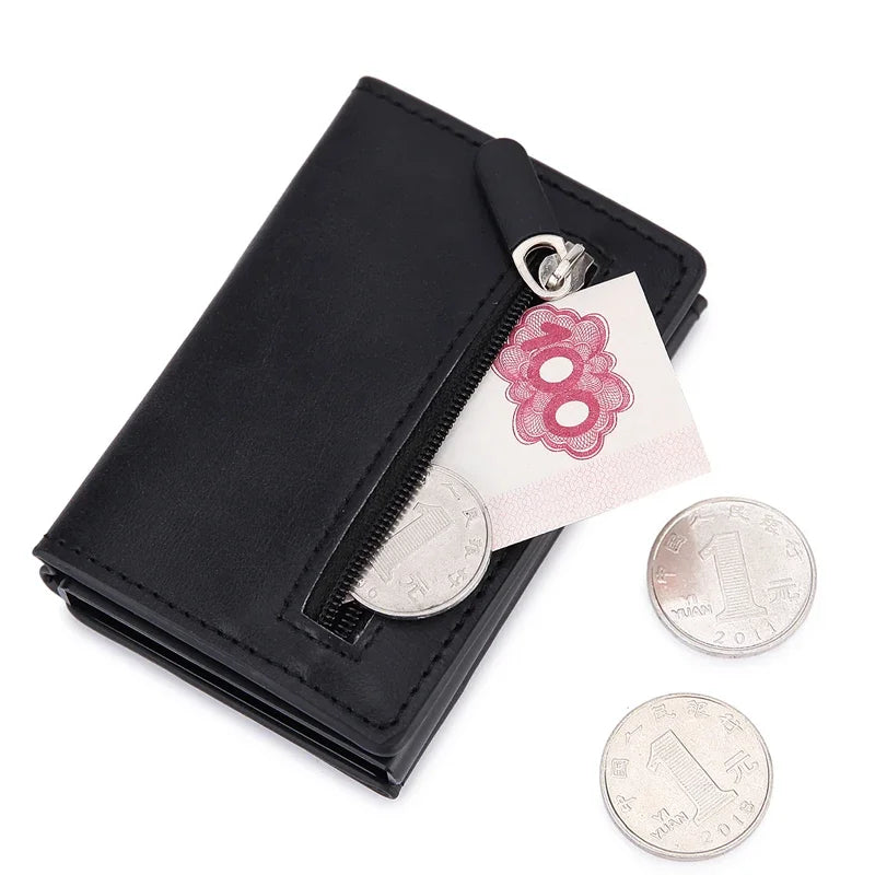 Anti Rfid Metal Business Card Holder Automatic Pop Up Case Men Trifold Coin Purse Small Carbon Visit Credit Cardholder for Men