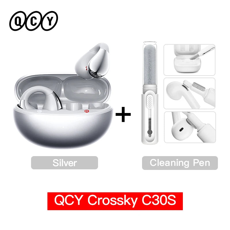 QCY Crossky C30S Wireless Earphones - Hi-Res LDAC Open Ear Clip-On Bluetooth 6.0 Sports Headphones with 40H Battery Life - ShopHub