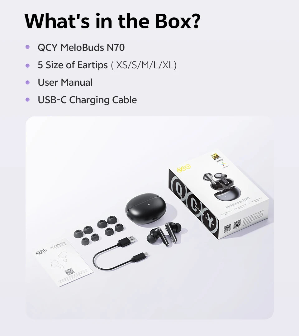 QCY HT18 Wireless Earbuds Bluetooth 6.0 with Hi-Res LDAC, Adaptive ANC, Dual-Driver Design, and In-Ear Detection - ShopHub