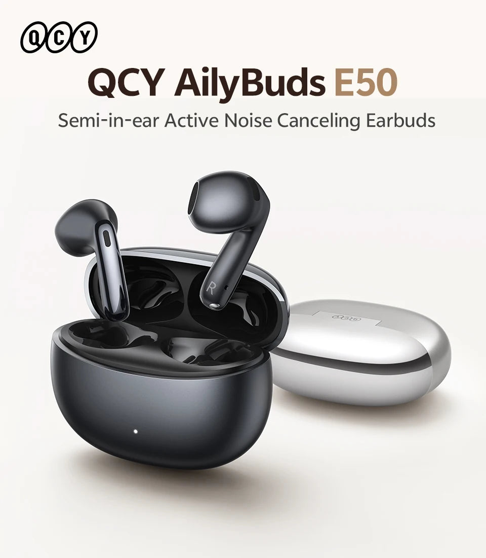 QCY AilyBuds E50 Wireless Earbuds with Bluetooth 6.0, Spatial Sound, 11mm Drivers, In-Ear Detection, HT11 Bass Boost, and 40H Playtime - ShopHub