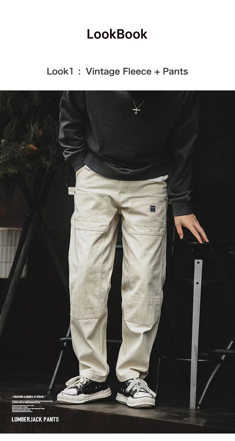 Maden Multi Pockets White Jeans