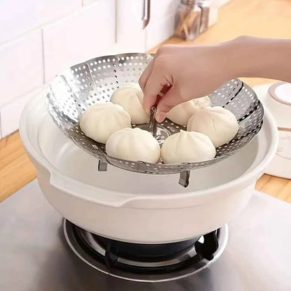 Foldable Stainless Steel Steamer, Collapsible Cooking Rack for Kitchen Restaurant, Multi-Purpose Food Steamer