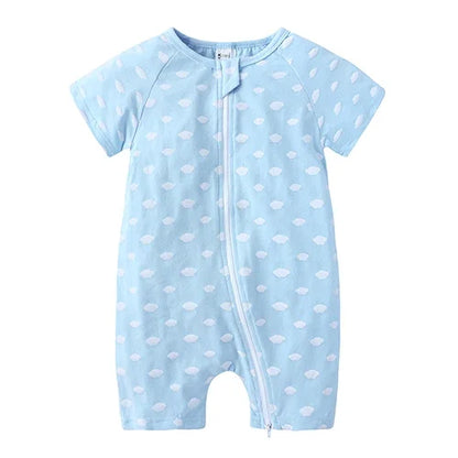 Kids Tales Summer Sprout Cotton-Stretch Double-Zip Romper