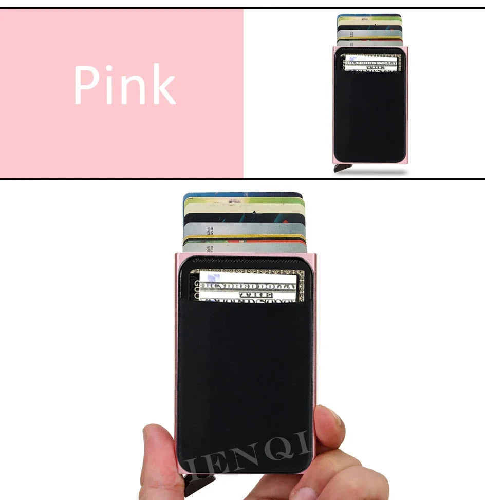 RFID Metal Wallet Double Card Case Pop Up Card Holder 12 Cards Automatic Aluminum Box Cardholder Smart Minimalist Walet for Men