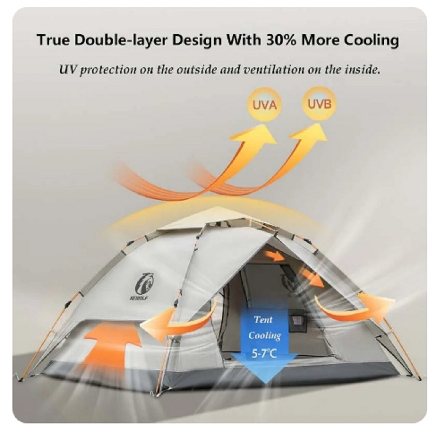Double Layer Camping Tent Waterproof Pop-up Tent 3-4 Person ECOTREK