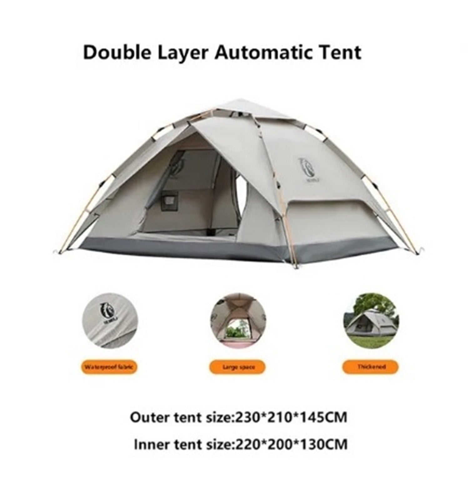 Double Layer Camping Tent Waterproof Pop-up Tent 3-4 Person ECOTREK
