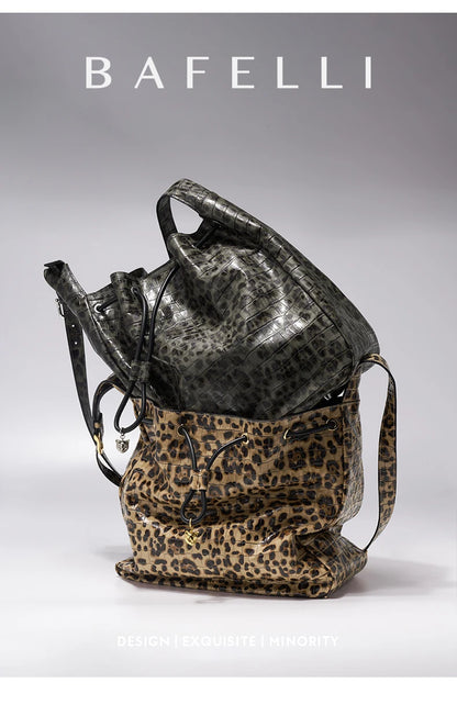 BAFELLI Leopard-Print Cow Leather Hobo Bag