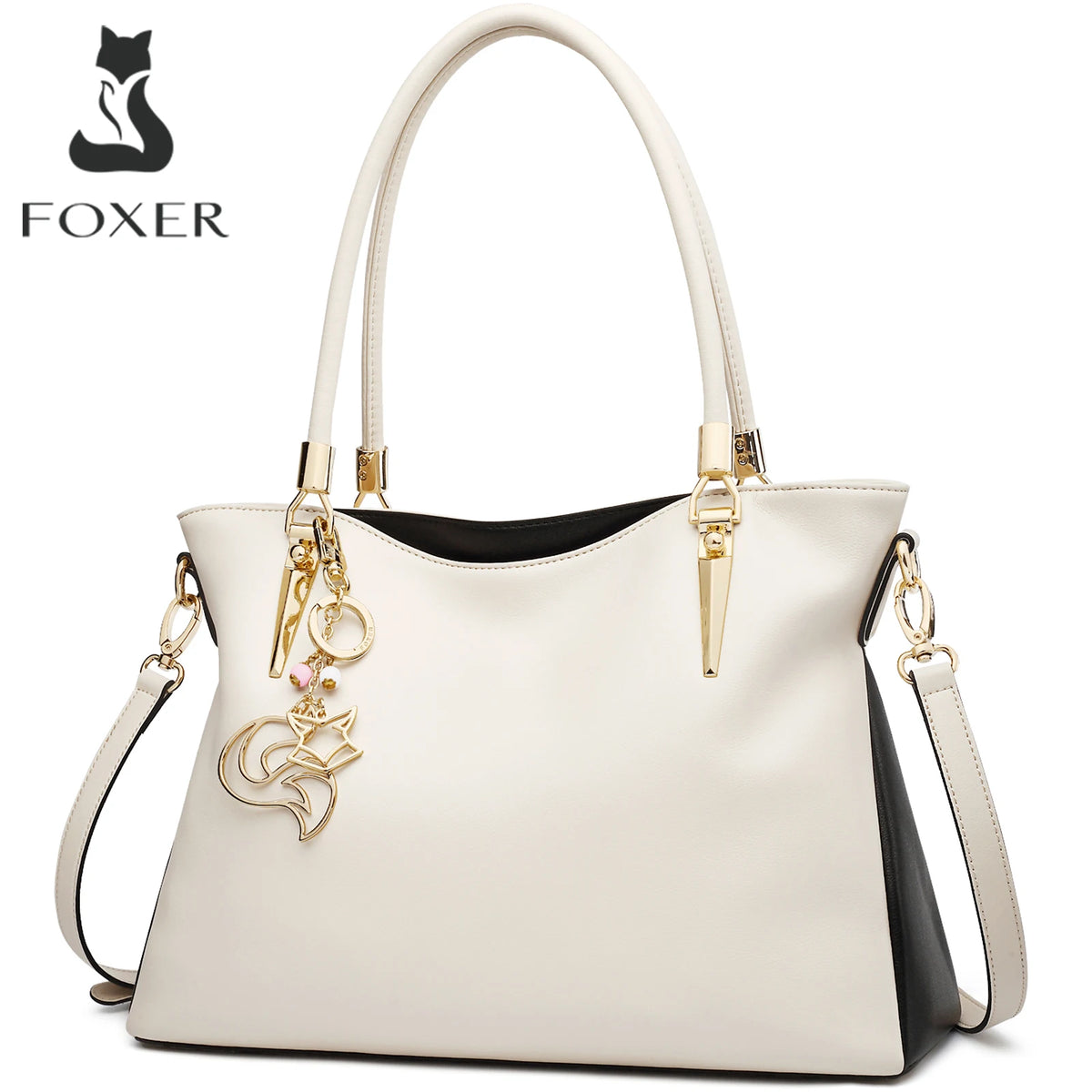 FOXER New Elegant Shoulder Bag for Women Luxury Designer Handbags Cowhide Leather Female Messenger Crossbody Bag Purse