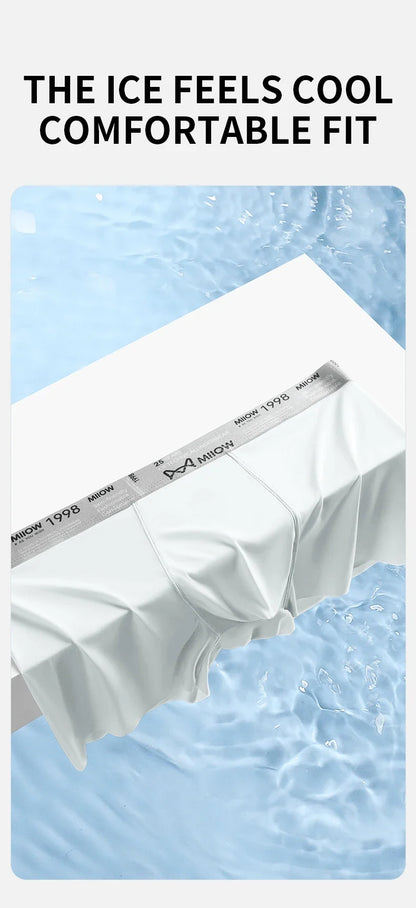 MiiOW Ice Silk Men Underwear - 3Pcs Ultra-thin Breathable Antibacterial Boxer Shorts - ShopHub