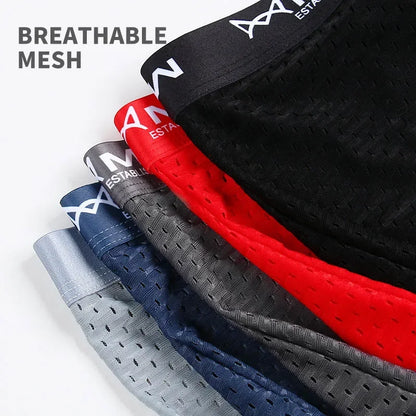 MiiOW Breathable Mesh Men's Underwear - Sexy Ice Silk Boxers - ShopHub