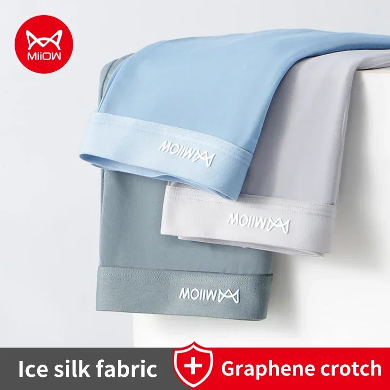 MiiOW 3Pcs Men's Antibacterial Boxers - Thin Ice Silk Graphene Underwear - ShopHub