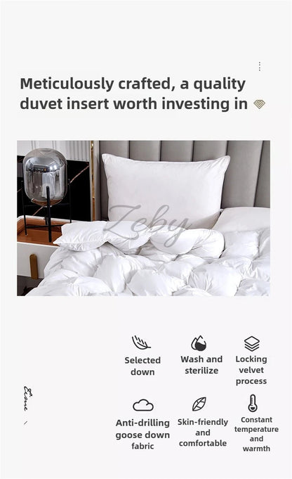 Luxurious White Goose Down Quilt for Ultimate Comfort and Warmth
