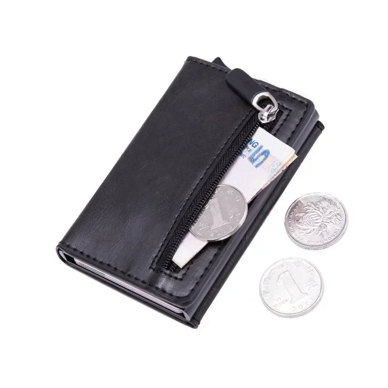 Anti Rfid Metal Business Card Holder Automatic Pop Up Case Men Trifold Coin Purse Small Carbon Visit Credit Cardholder for Men