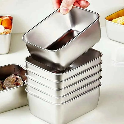 6-Piece Stainless Steel Food Containers Set - Leakproof & Stackable for Meal Prep/Camping Picnic, Dishwasher Safe