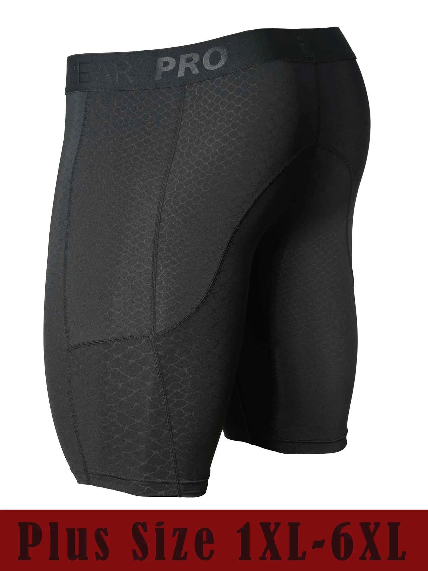 Men's Sports Running Underwear with Side Pockets, Front Inner Pocket, Snake Pattern Embossed, Plus Size 1XL-6XL